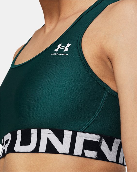 Women's HeatGear® Armour Mid Branded Sports Bra, Blue, pdpMainDesktop image number 8